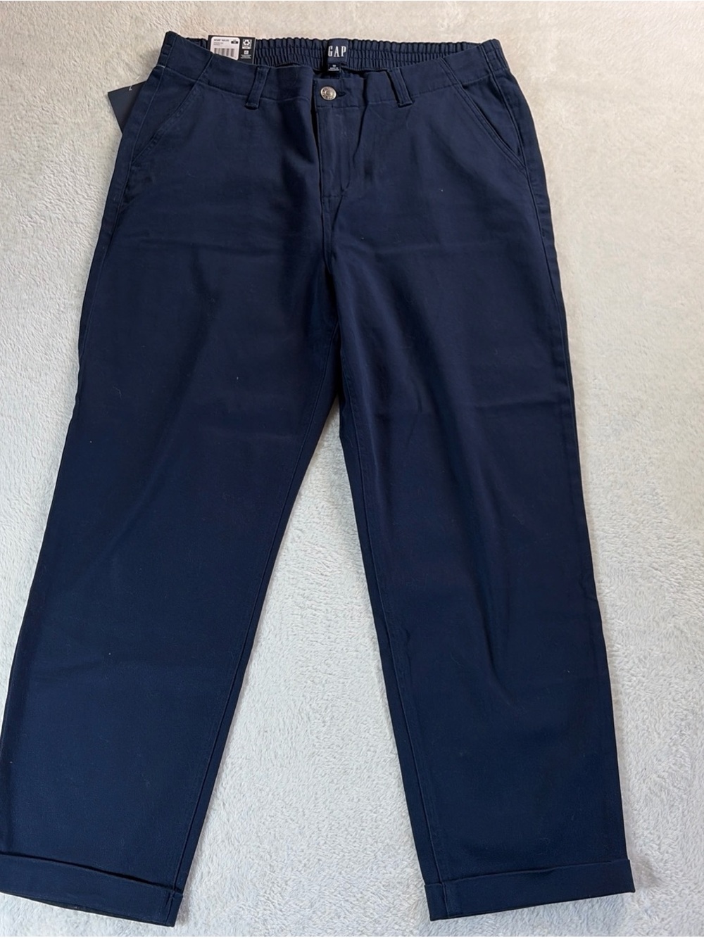 GAP Women’s Navy Blue Classic Twill Pants Size 12 Cuffed Ankle New With Tags